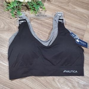 Nautica 2pk laser cut lounge sports bras plus